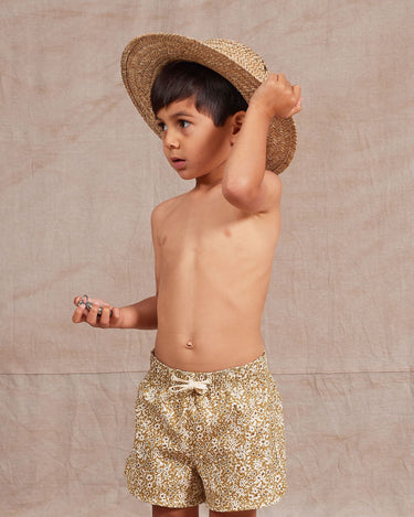 Rylee + Cru Swim Trunks, Golden Ditsy